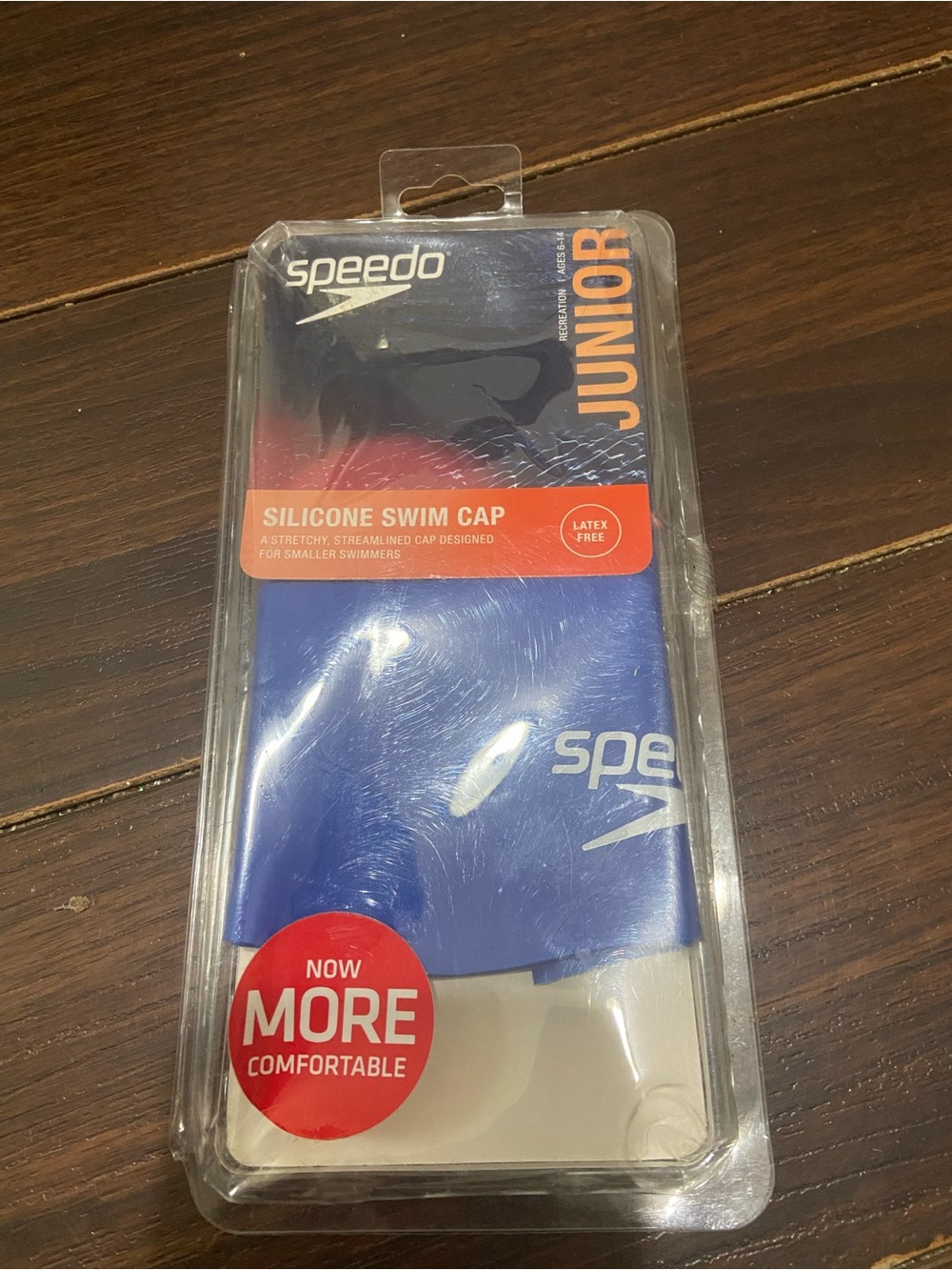 NEW Speedo Junior Silicone Swim Cap, Latex-Free, Streamlined Design - NAVY BLUE